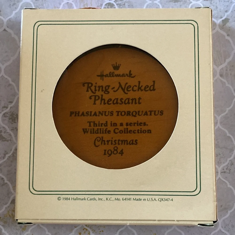 💜VTG Hallmark Ring-Necked Pheasant Wooden Ornament,1984 - Picture 4 of 4